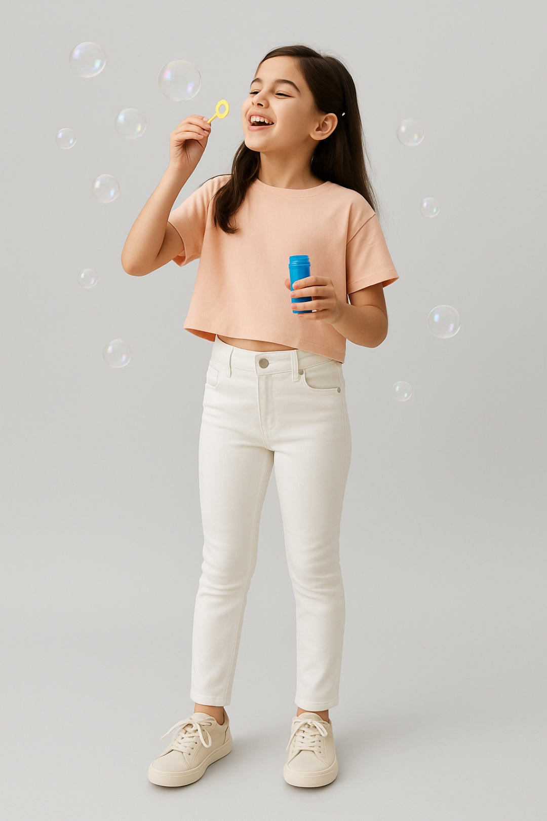 Girls White Slim Fit Trouser