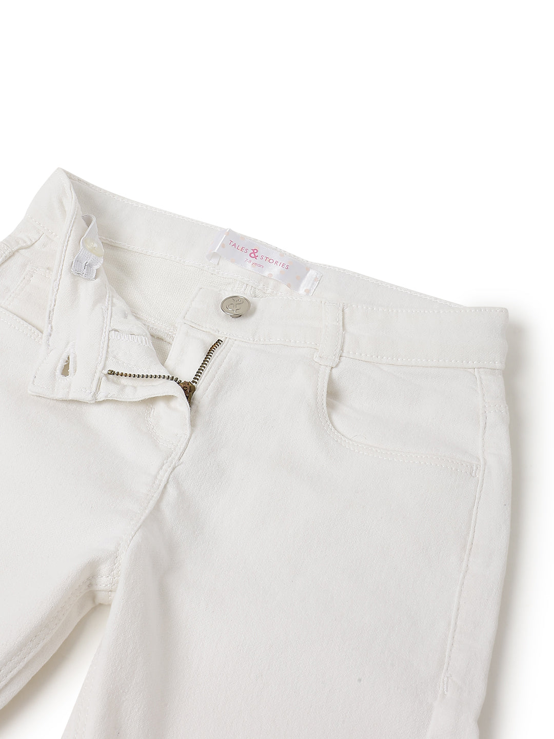 Girls White Slim Fit Trouser