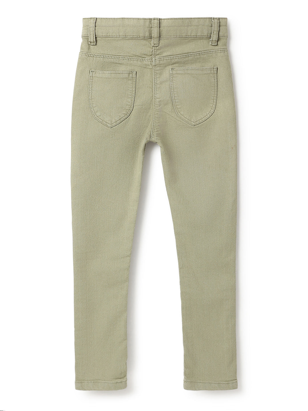Girls Slim Fit Olive Jeans