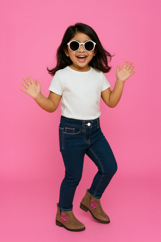 Girls Slim Fit Dark Blue Jeans