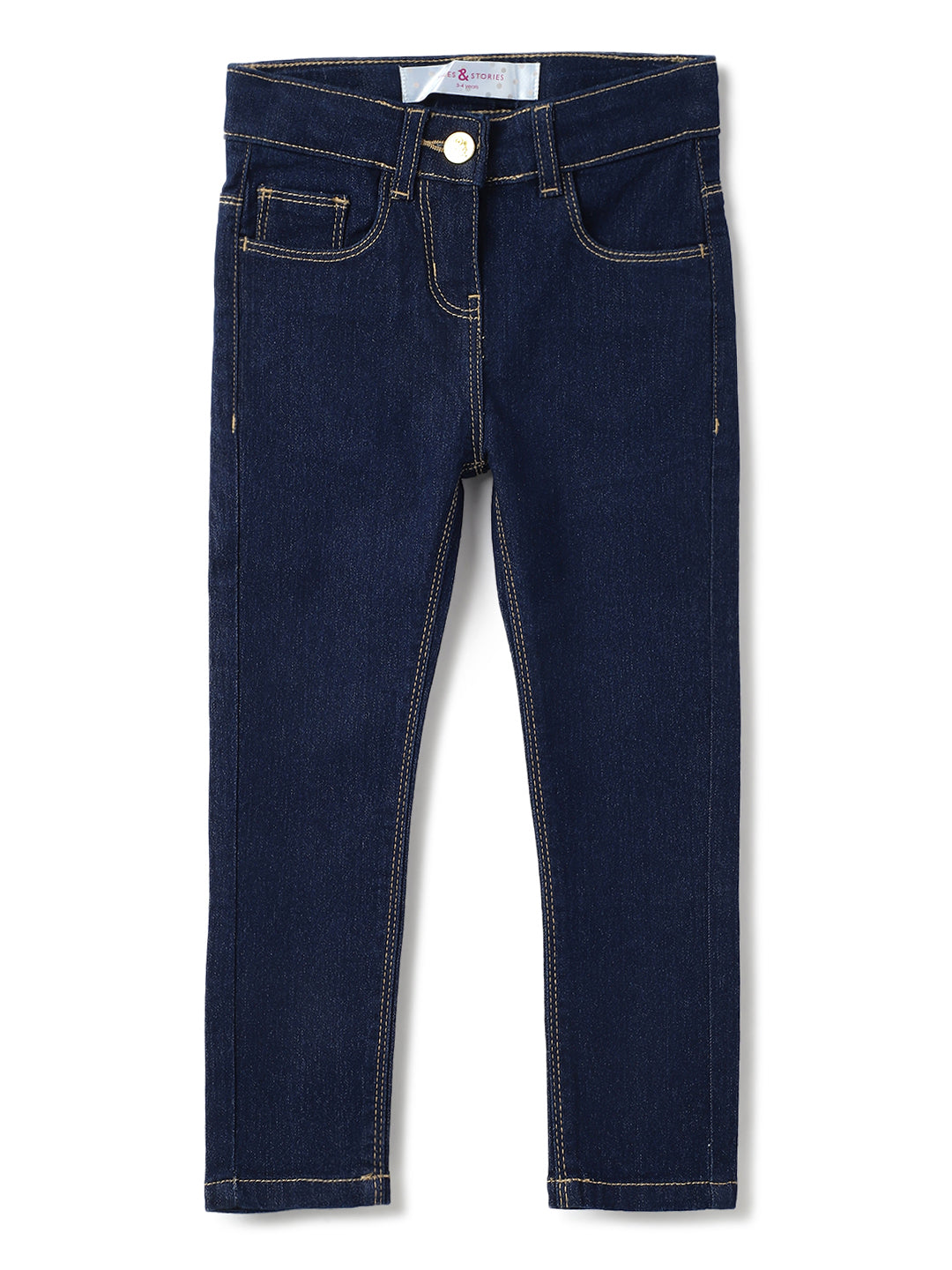 Girls Slim Fit Dark Blue Jeans