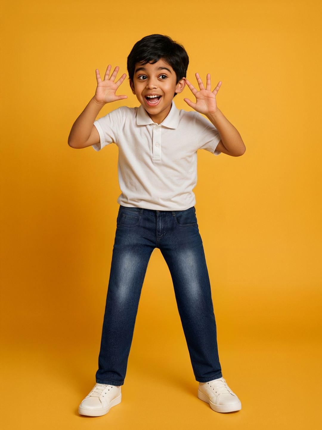 Boys Mid Blue Whisker Slim Fit Stretchable Denim Jeans