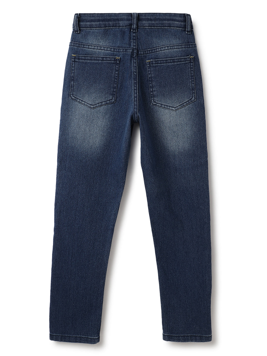 Boys Mid Blue Whisker Slim Fit Stretchable Denim Jeans
