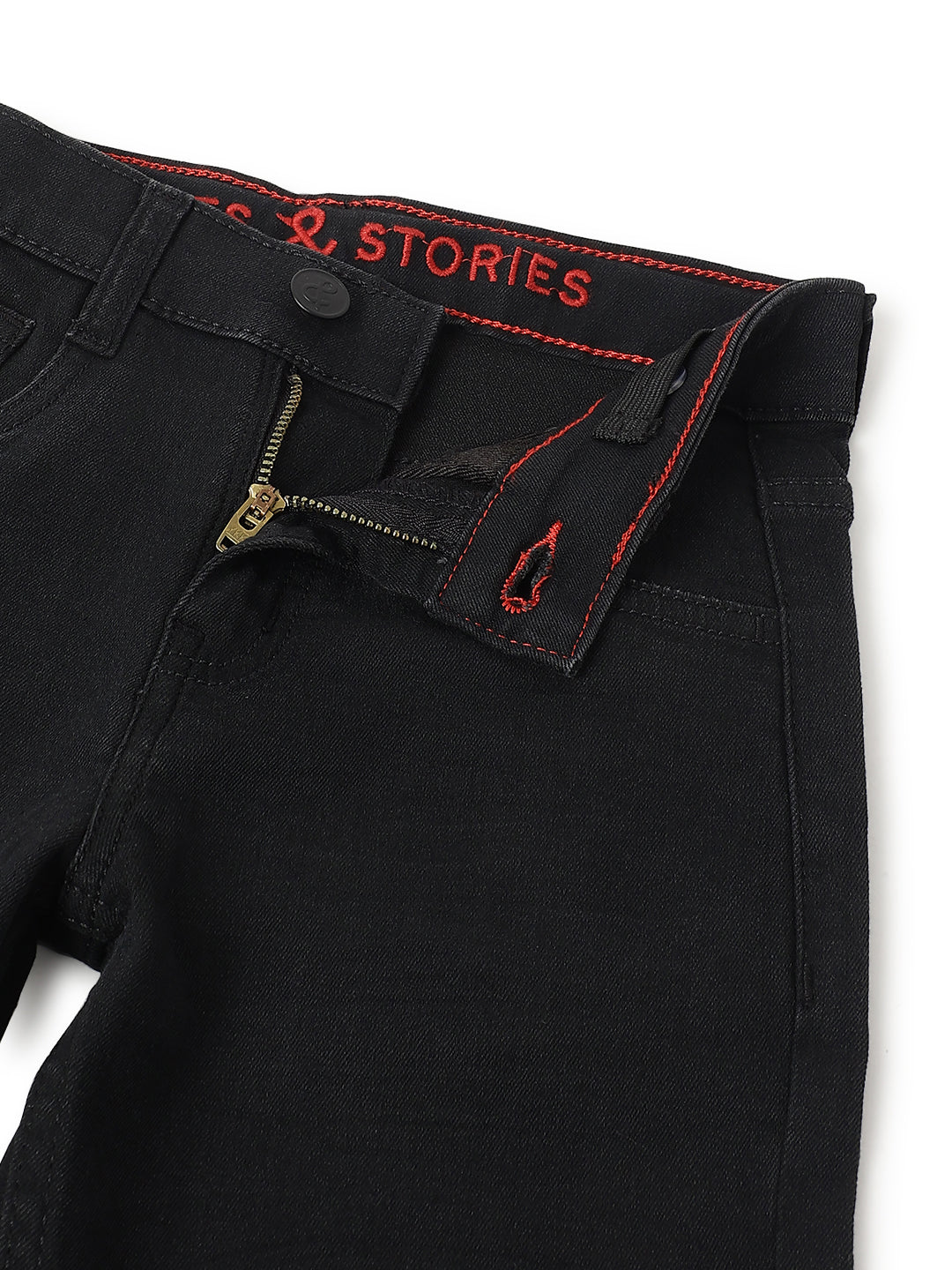 Boys Slim Fit Black Casual Denim Jeans