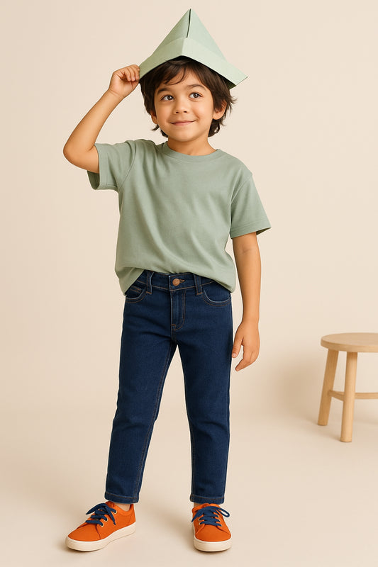 Boys Slim Fit Mid Blue Basic Denim Jeans