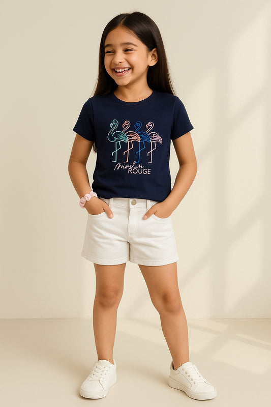 Girls Half Sleeve Printed T-shirt