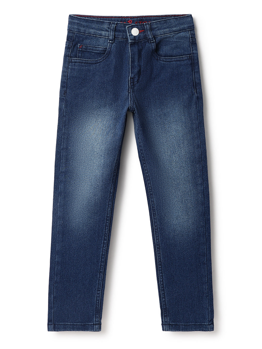 BOYS MID BLUE WHISKERED CASUAL JEANS