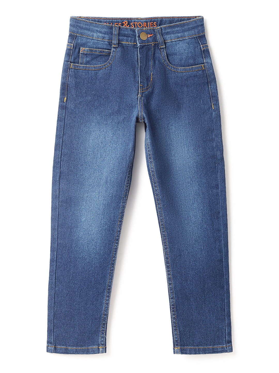 Boys Coated Blue Slim Fit Stretchable Denim Jeans