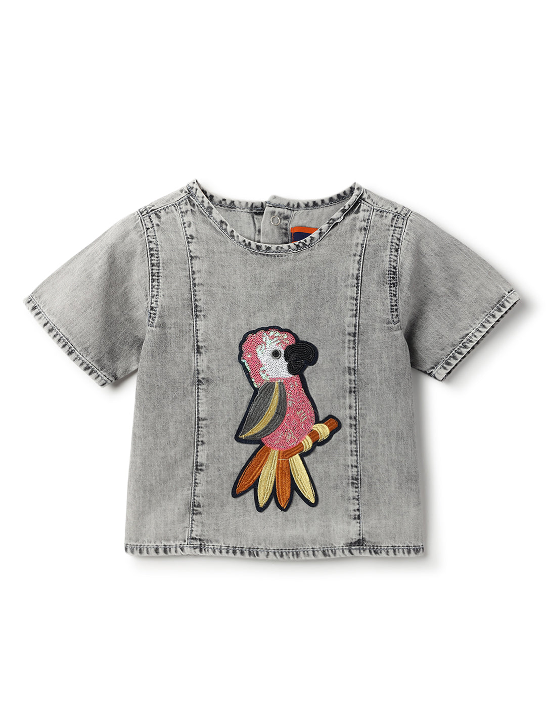 Girls Grey Sequin Embroidery Cotton