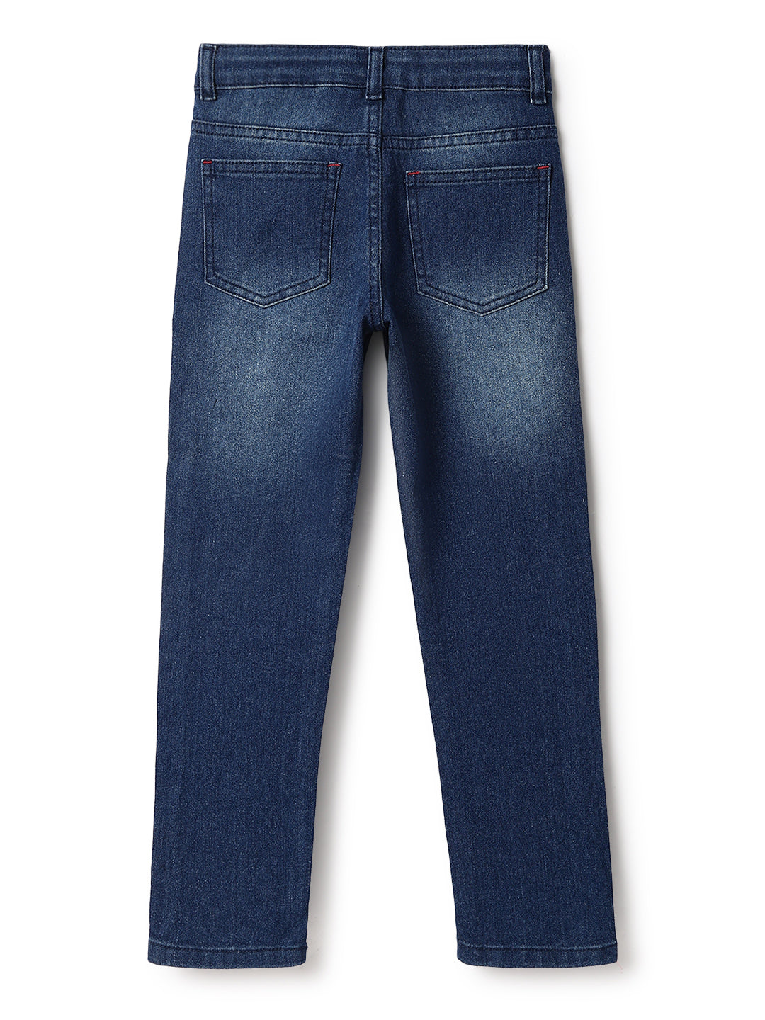 BOYS MID BLUE WHISKERED CASUAL JEANS