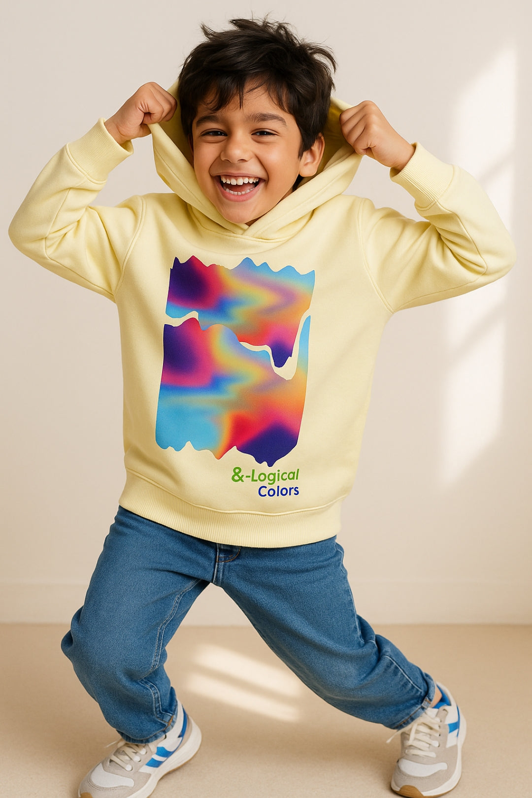 Boys Off White Cotton Poly Digital Print Sweatshirt