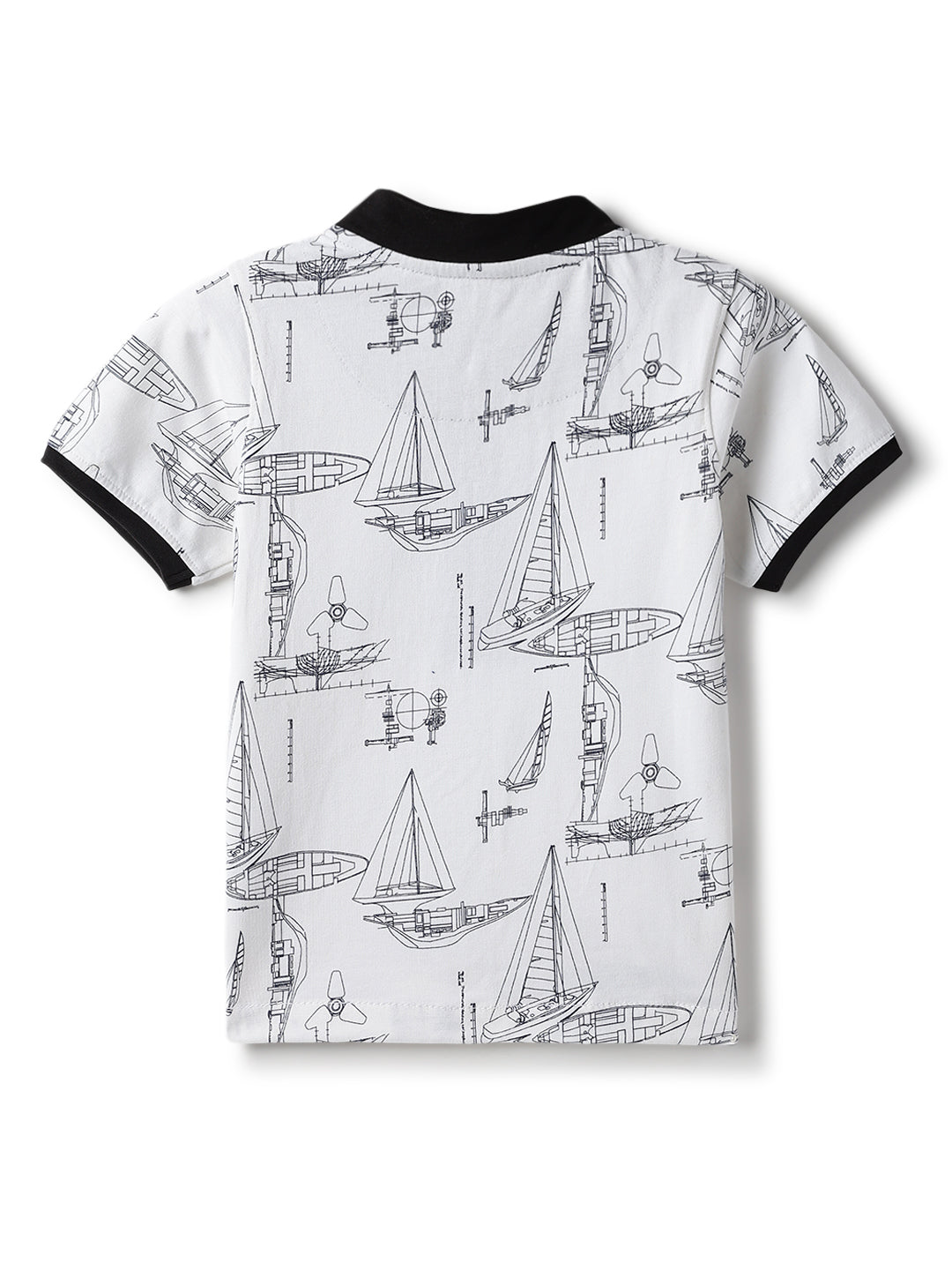 Boys White Cotton Printed T-Shirt