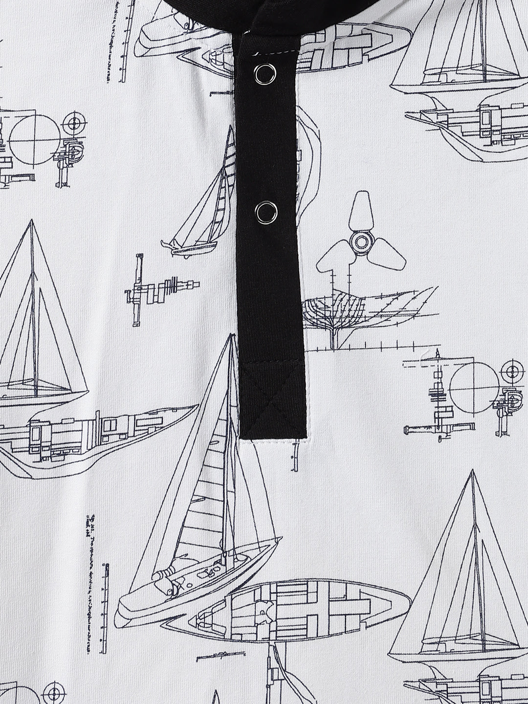 Boys White Cotton Printed T-Shirt
