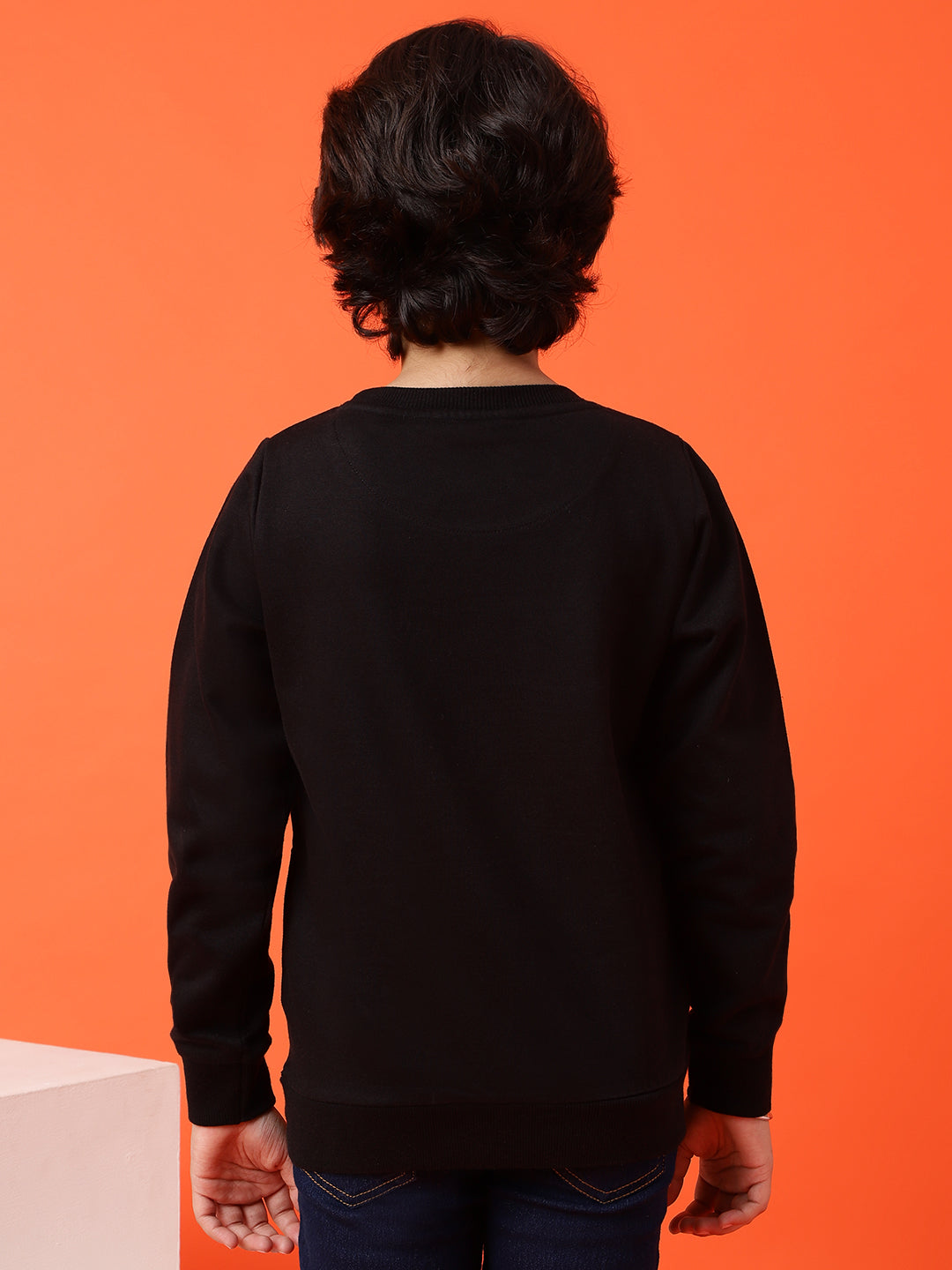 Boys Black Printed Cotton Poly Sweatshirt