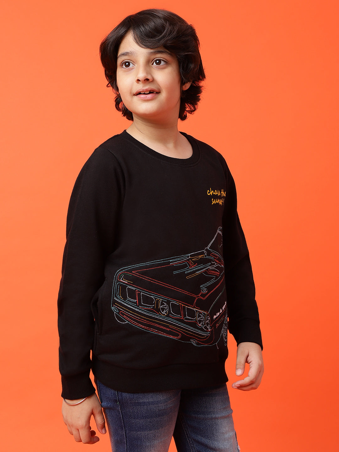Boys Black Printed Sweatshirt
