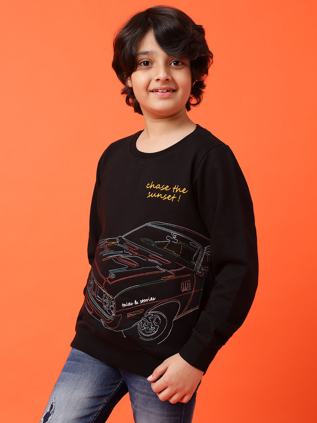 Boys Black Printed Sweatshirt