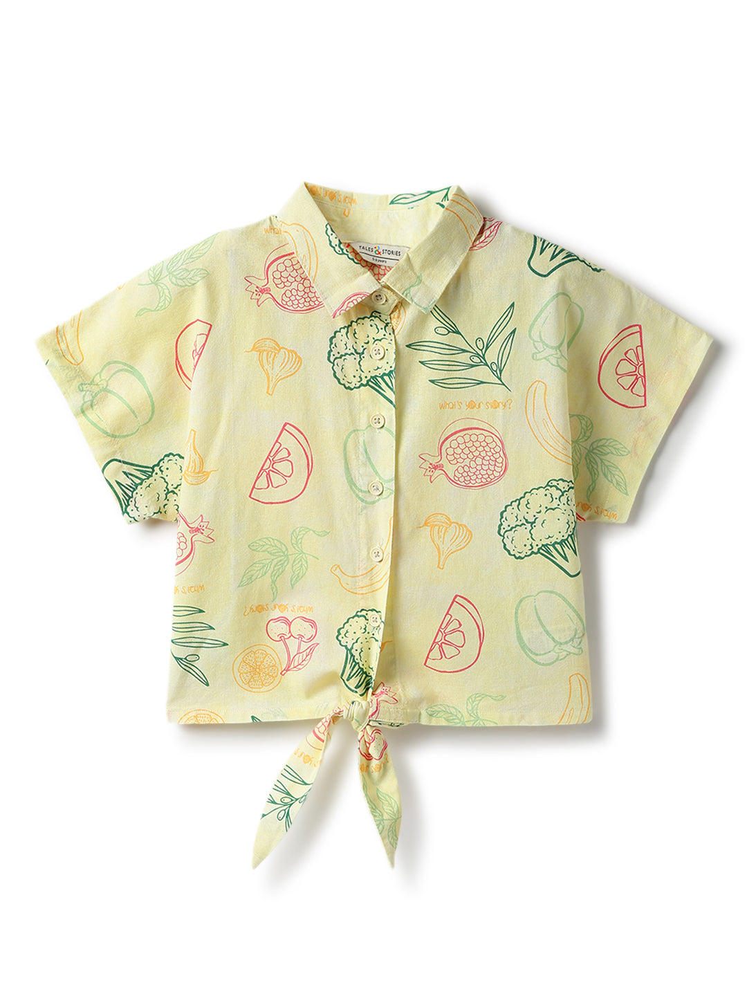 Girls Cotton Printed Top & Short Casual Yellow Co-ord Set