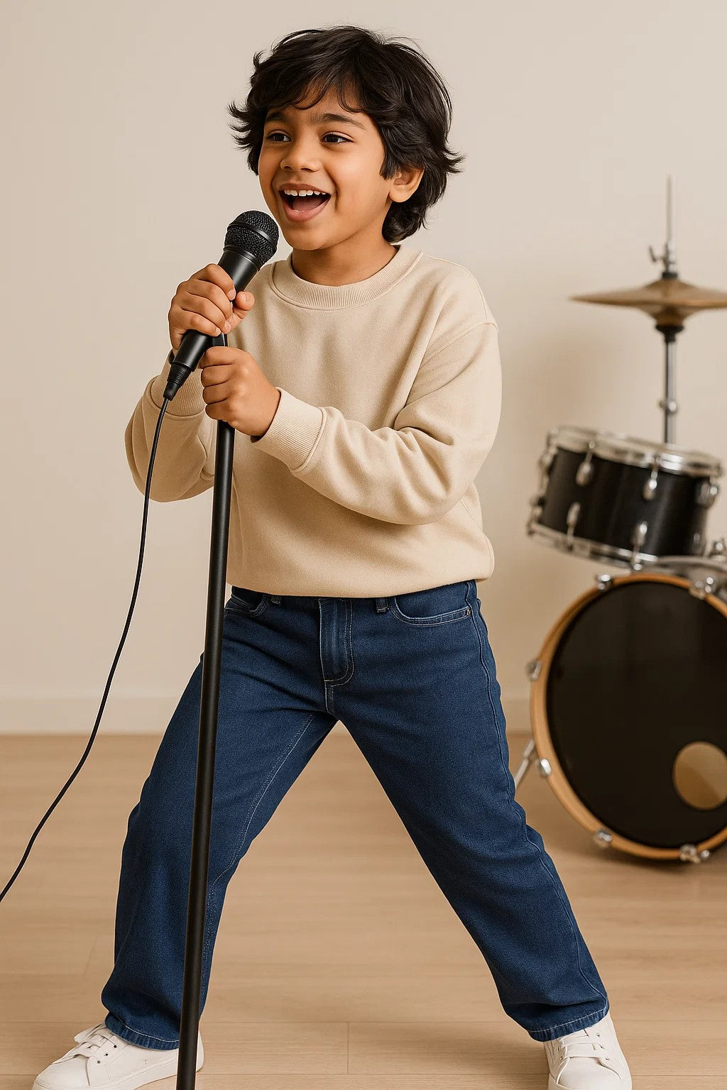 Boys Dark Blue Whiskered Denim Jeans