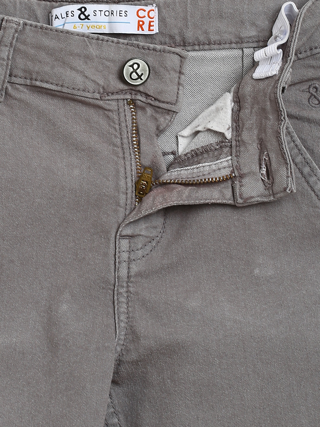 Boys Grey Slim Fit Cotton Solid Trouser