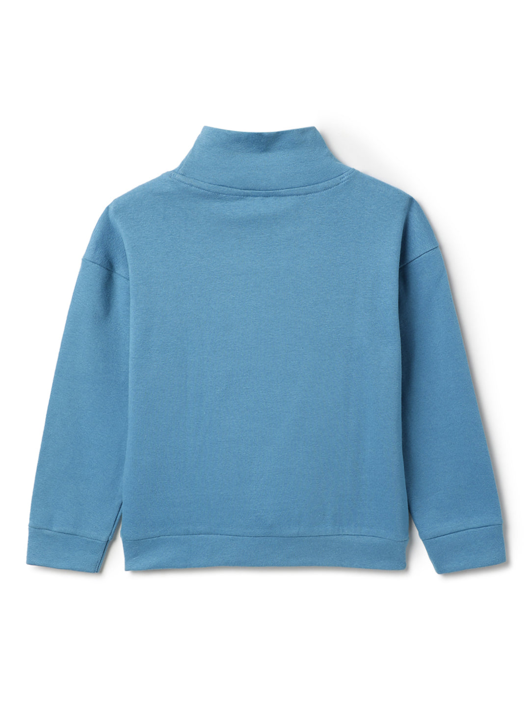 Boys Blue Cotton Turtle Neck Full Sleeve T-Shirt