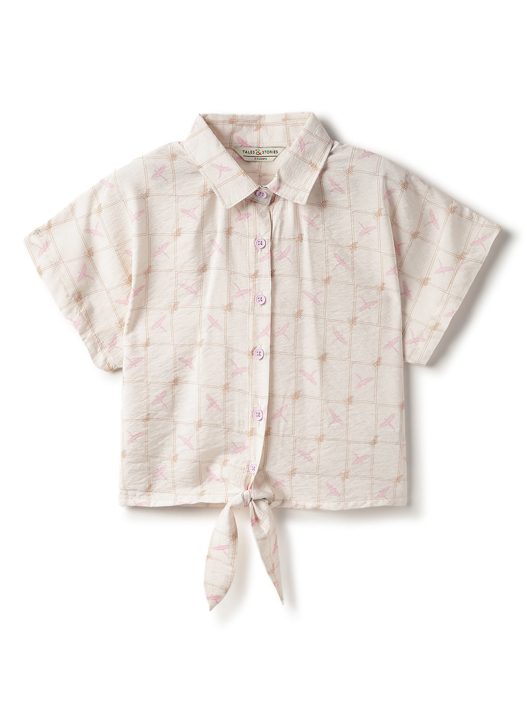 Girls Viscose Poly Printed Top & Short Casual Peach Co-Ord Set