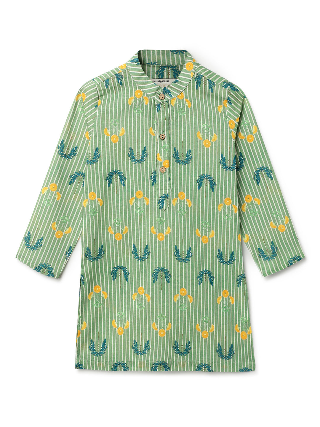 Boys Green Cotton Printed Kurta Set
