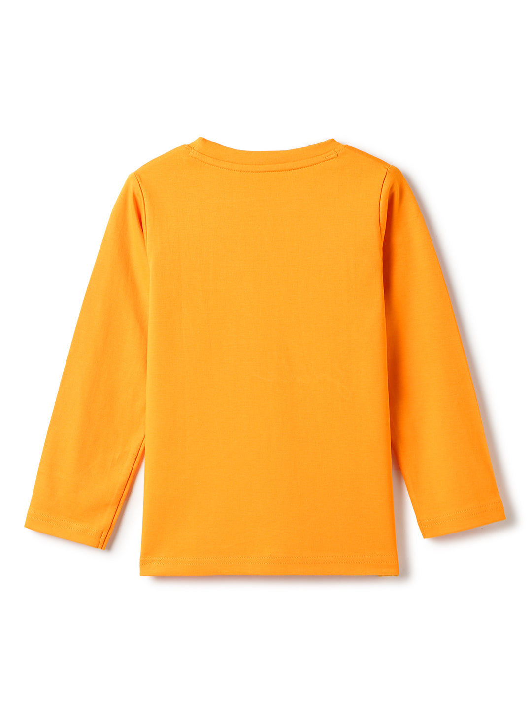 Girls Cotton Orange Printed T-Shirt