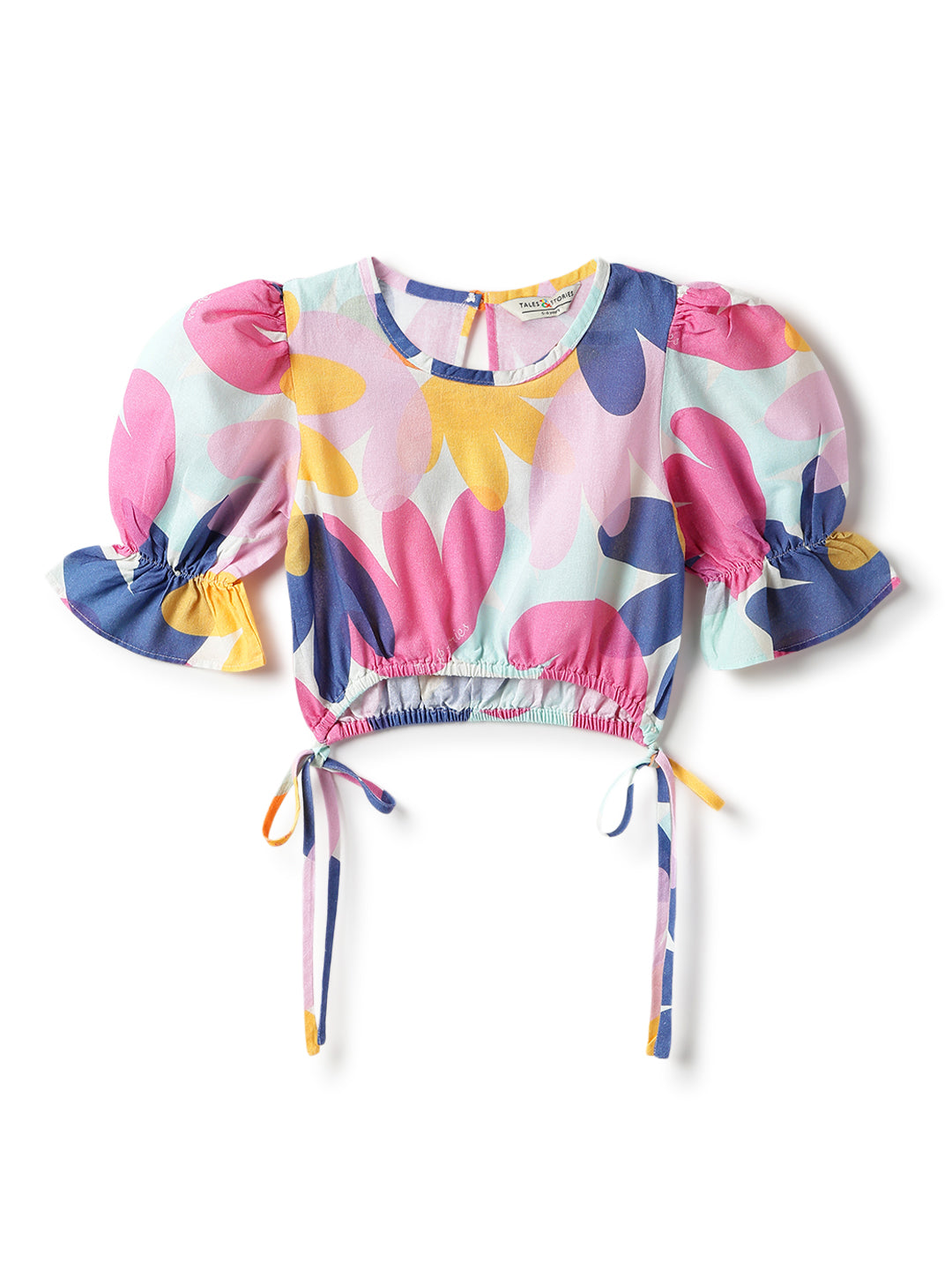 Girls Multi-Color Printed Cotton Top & Pants Co-ord Set