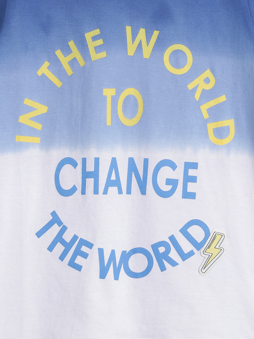 Boys Blue Cotton Printed Round Neck T shirt