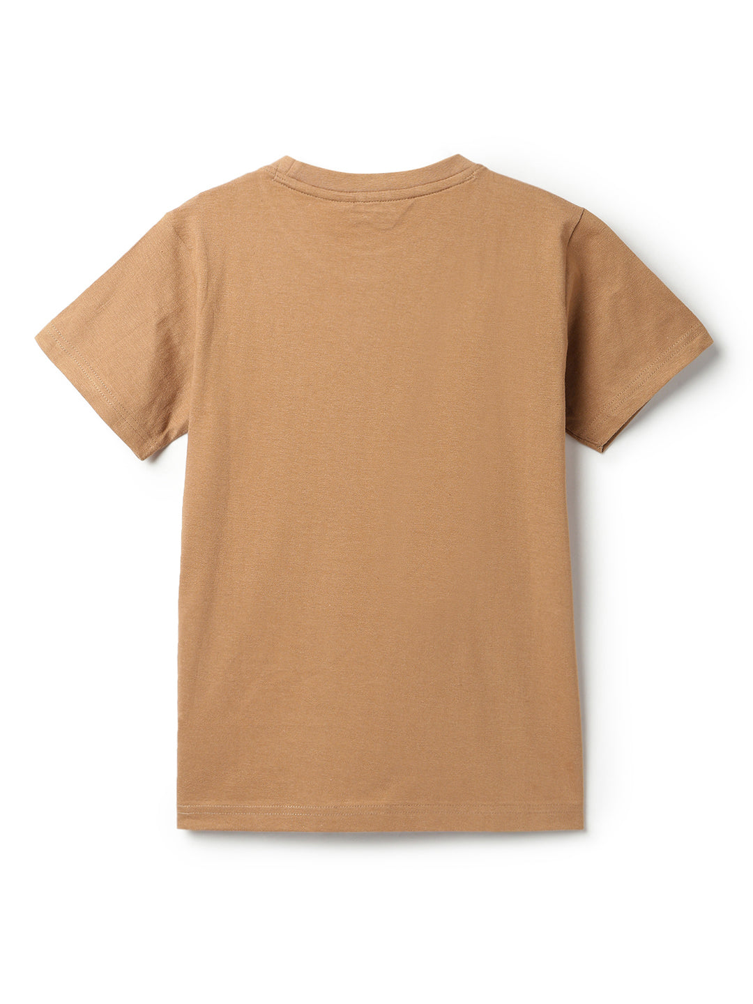 Boys Brown Solid Cotton T-shirt