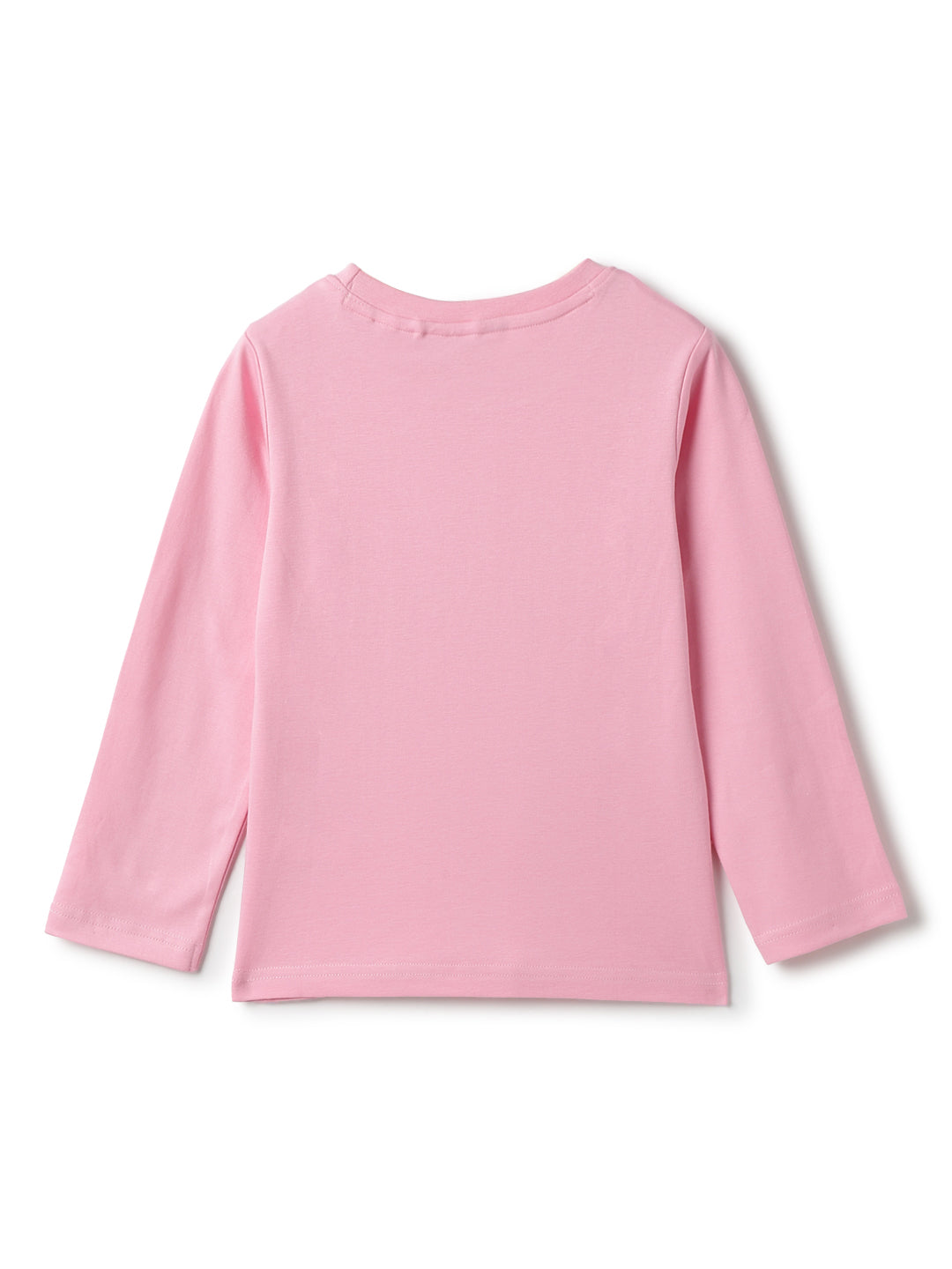 Girls Cotton Pink Printed T-Shirt