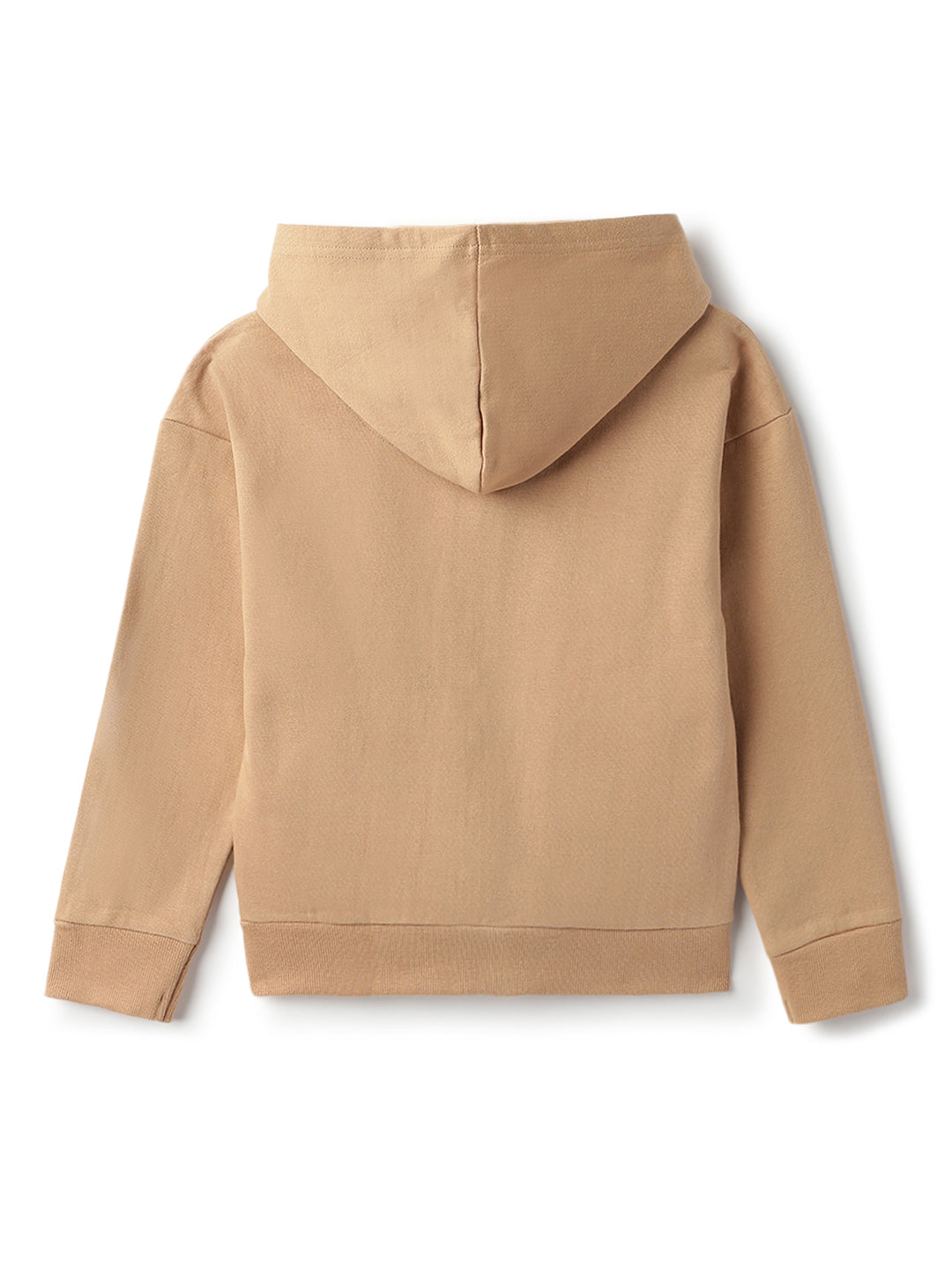 Girls Cotton Poly Solid Brown Hoodie Sweatshirt