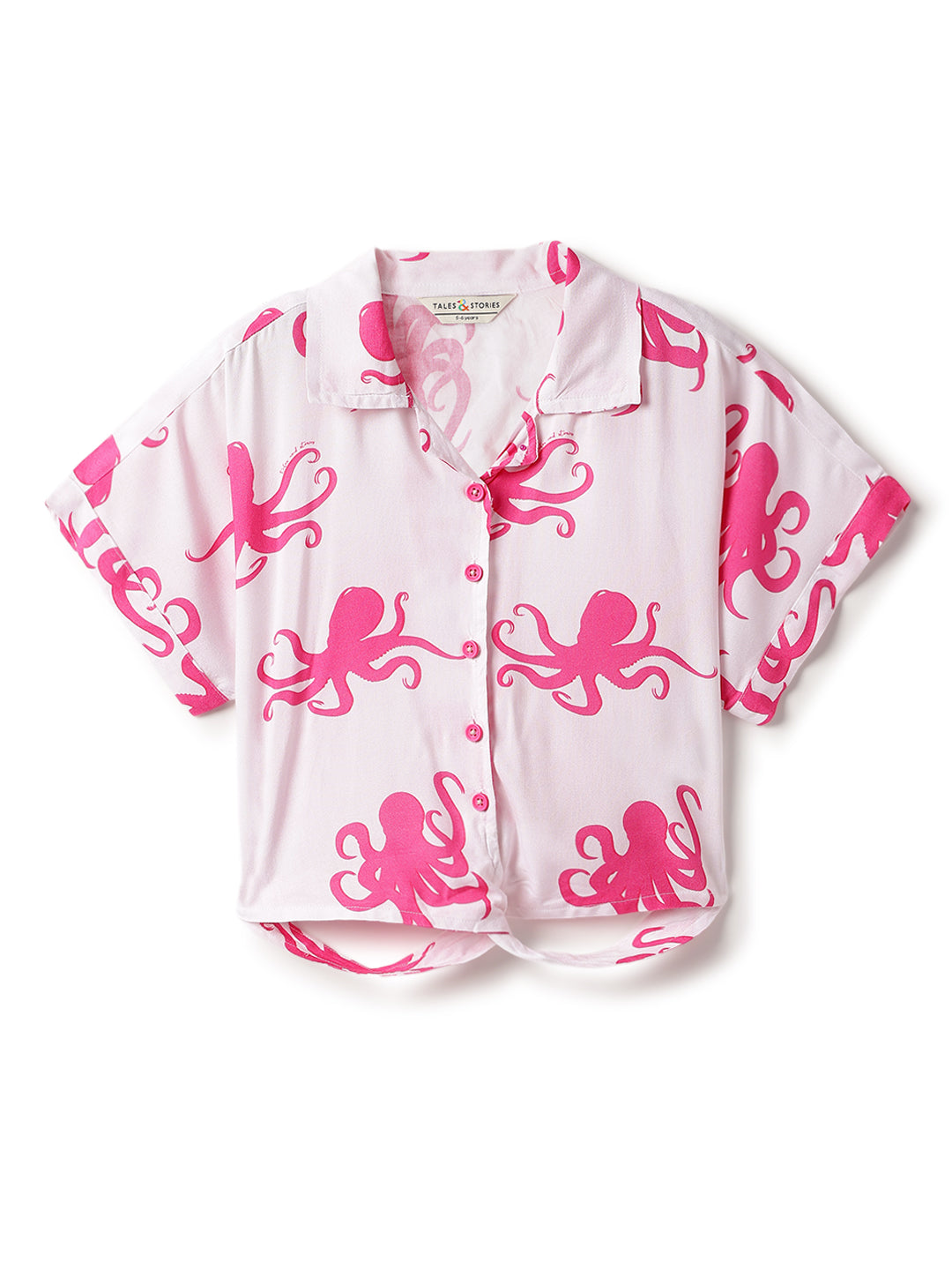 Girls Viscose Pink Printed Shirt & Shorts Co-ord Set
