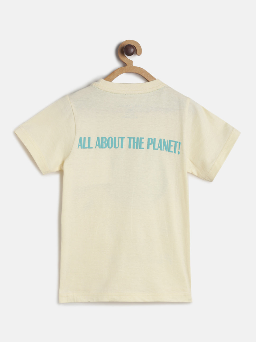 Cream Boys Cotton Printed T shirt