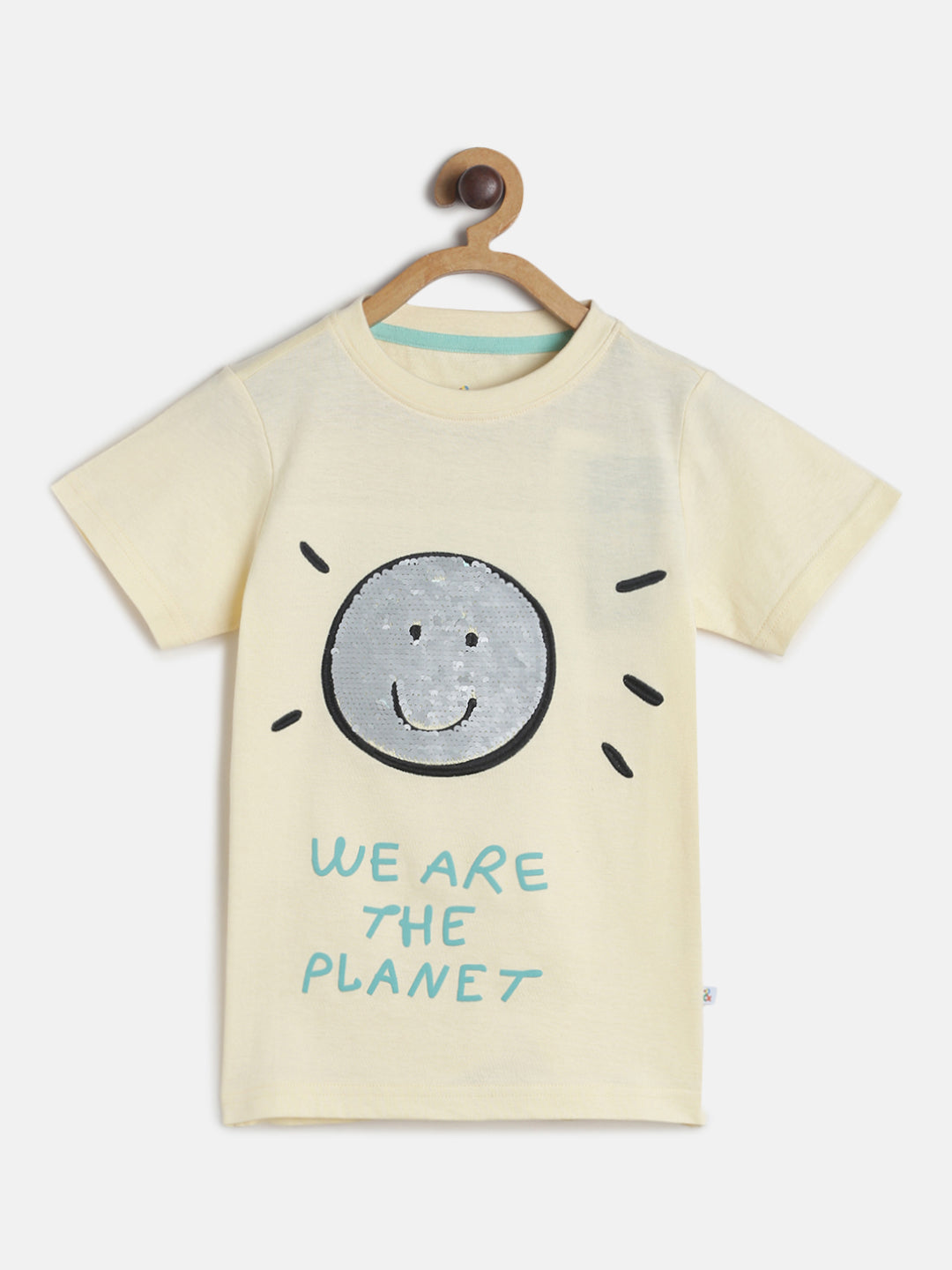 Cream Boys Cotton Printed T shirt