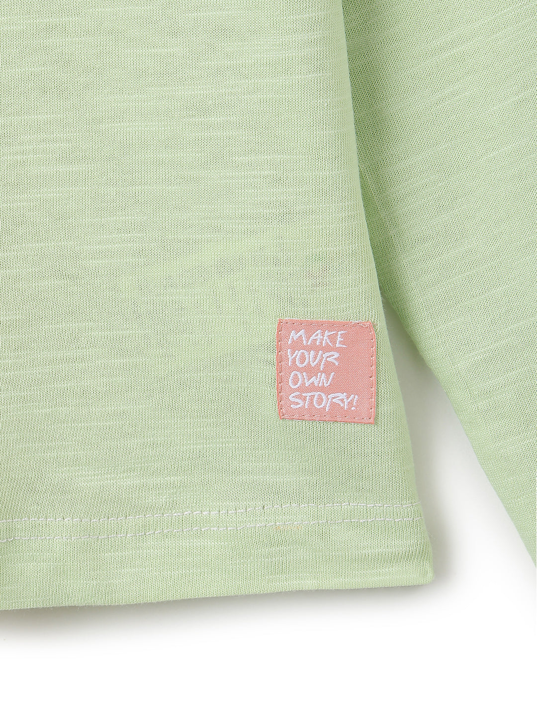 Girls Pink & Green Cotton T-shirt