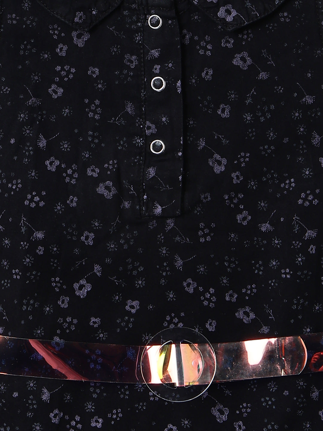 Girls Black Printed Dress