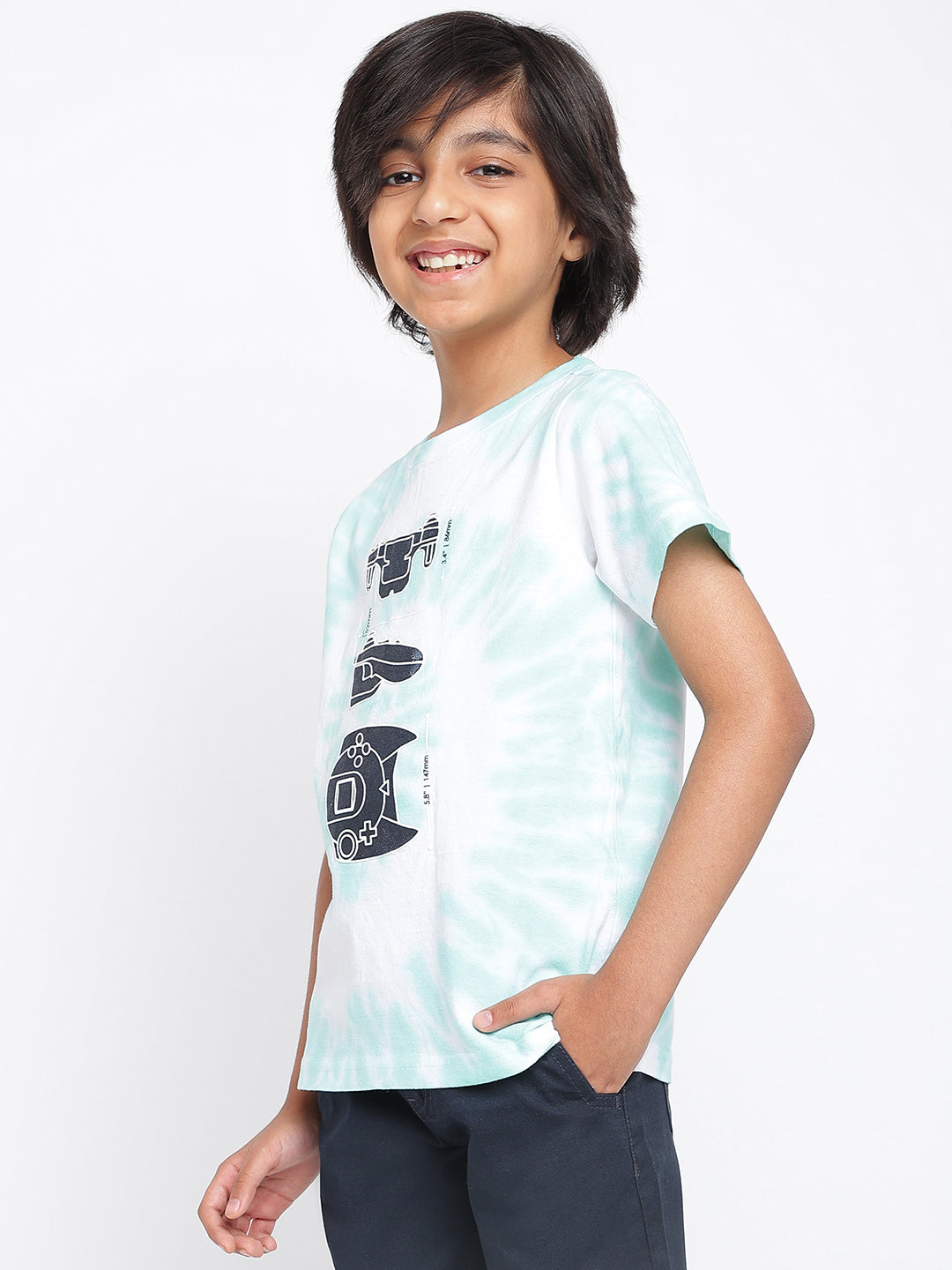 Boys Blue Cotton Printed T shirt