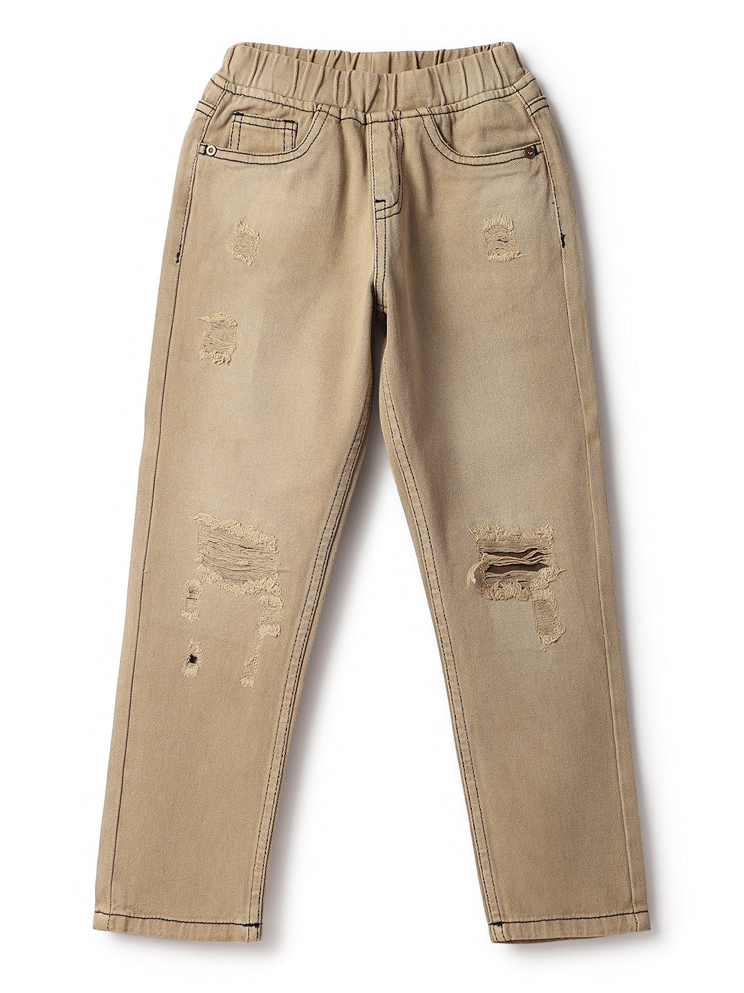 Boys Khakhi Cotton Washed Balloon fit Trouser
