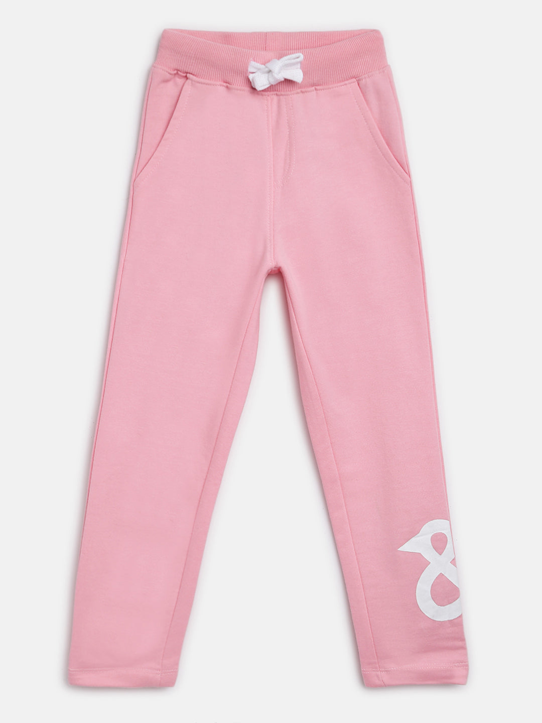 Girls Pink Cotton Joggers