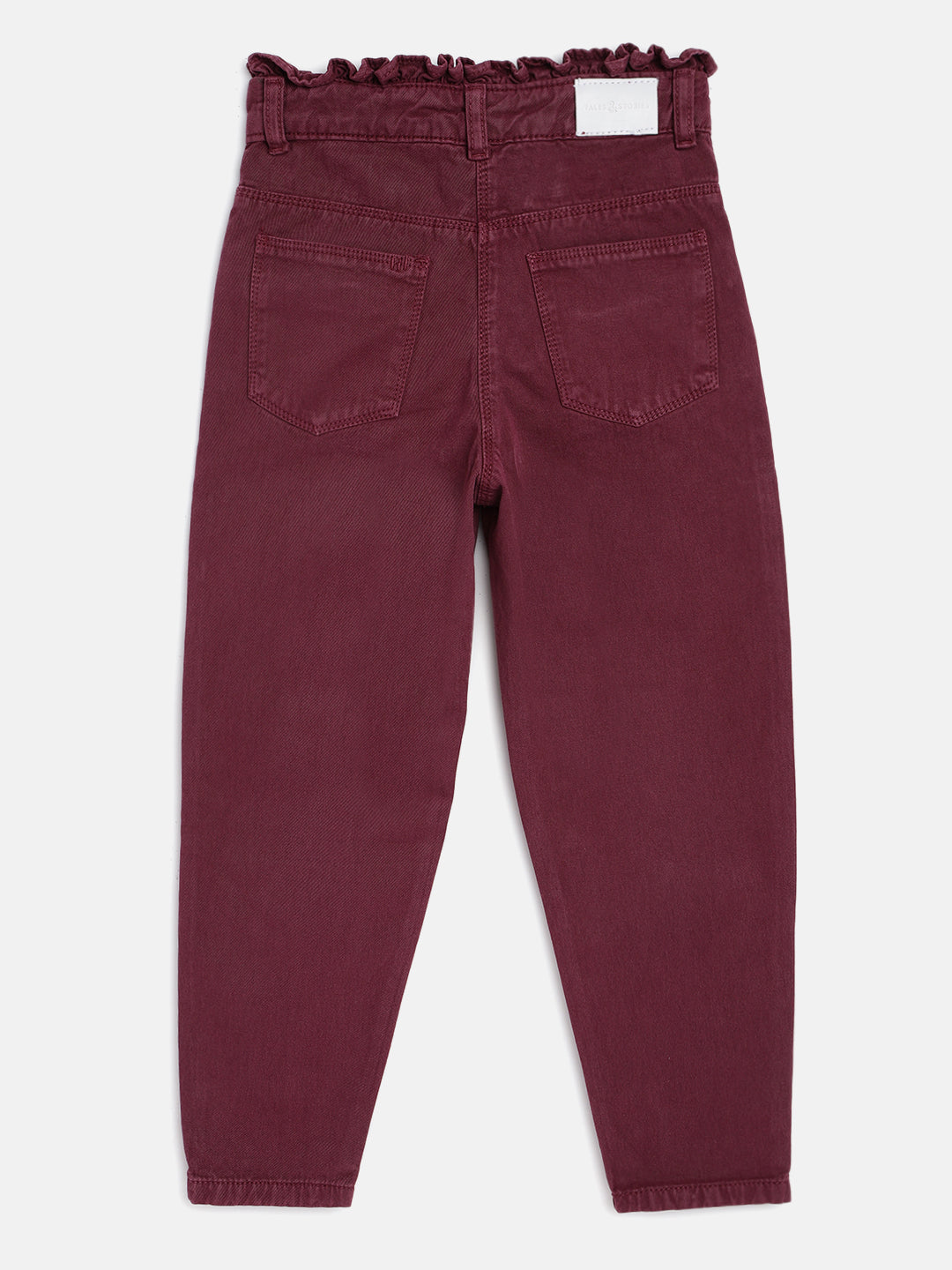 Girls Paper Bag Maroon Pant