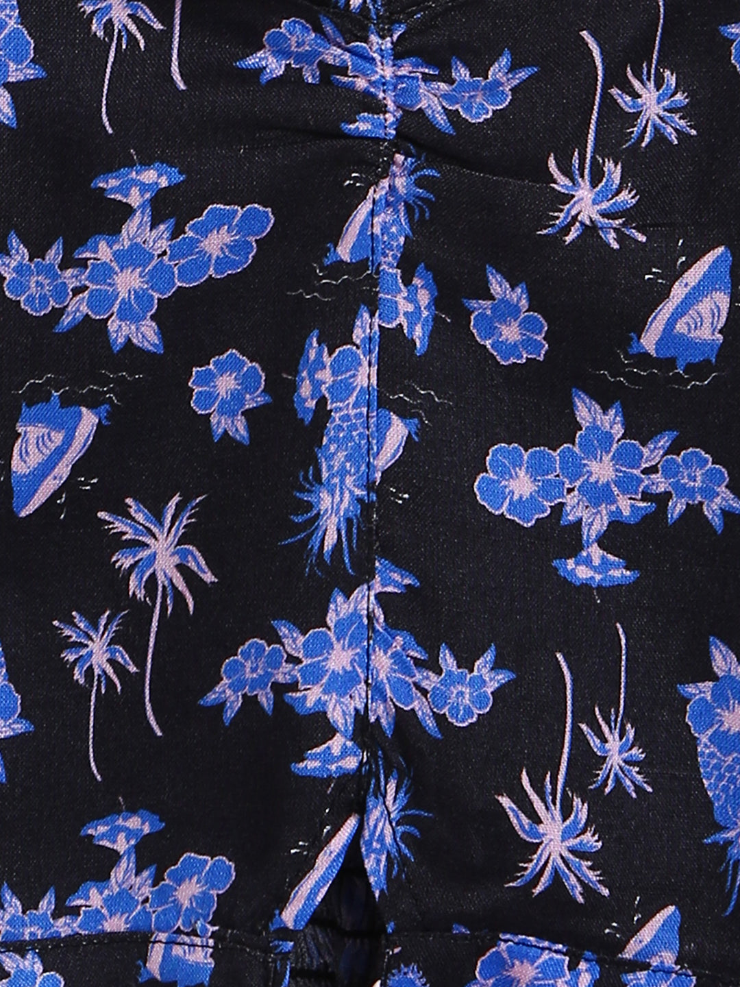 Girls Black Rayon Print Elbow Sleeve Top