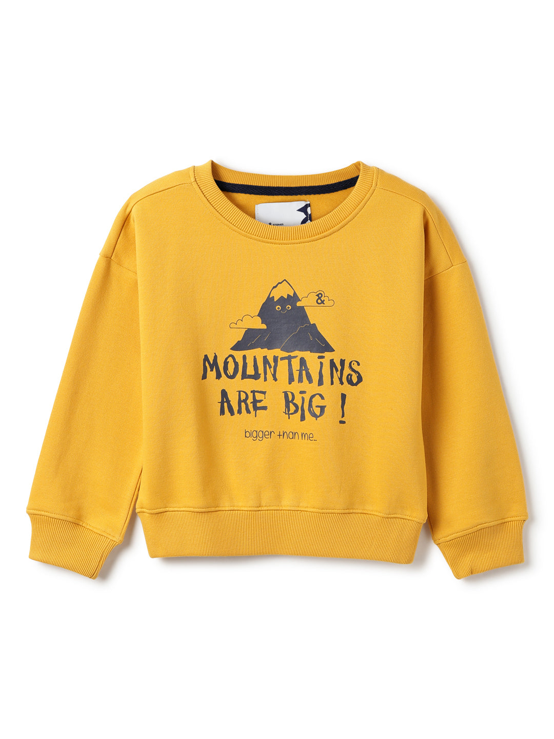 Boys Cotton Poly Yellow Printed SweatShirt