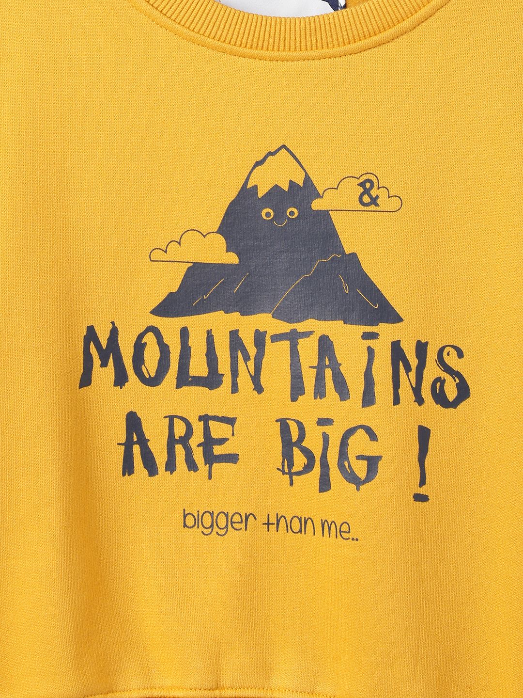 Boys Cotton Poly Yellow Printed SweatShirt
