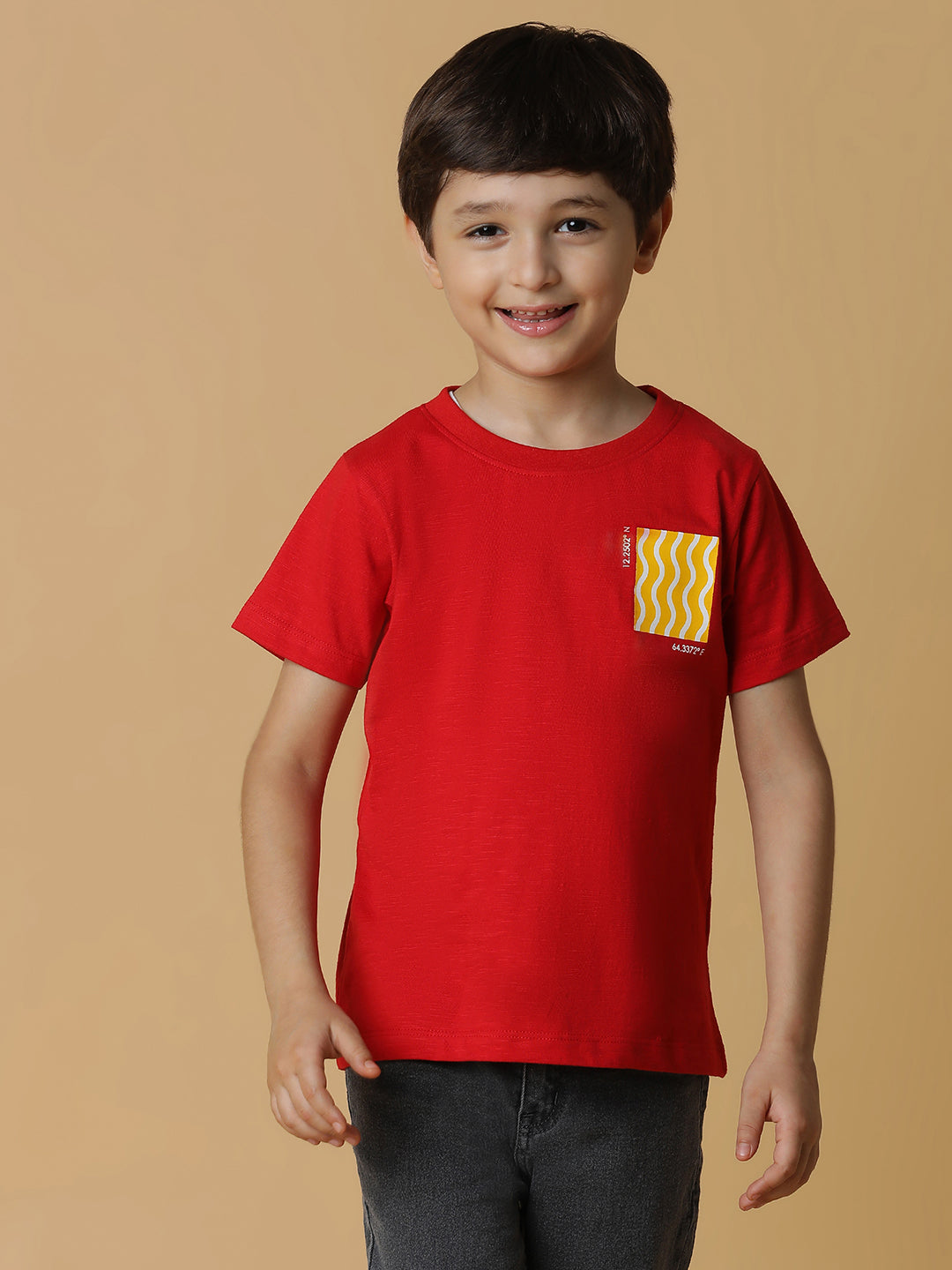 Boys Red Printed T-Shirt