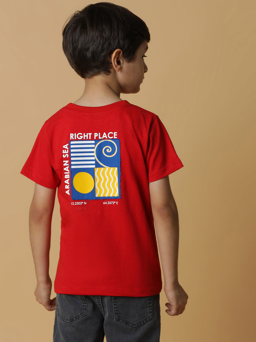 Boys Red Printed T-Shirt