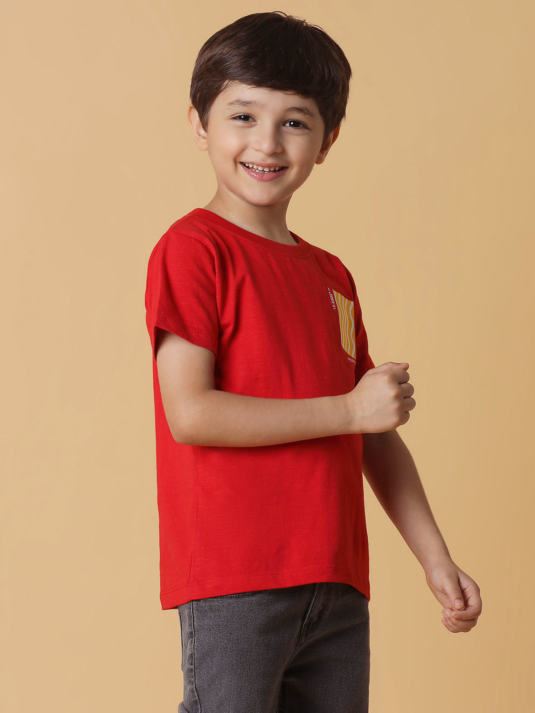 Boys Red Printed T-Shirt