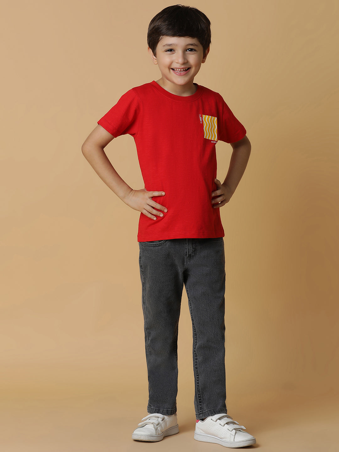 Boys Red Printed T-Shirt