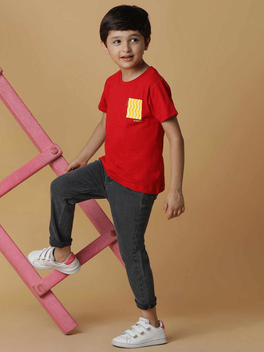 Boys Red Printed T-Shirt