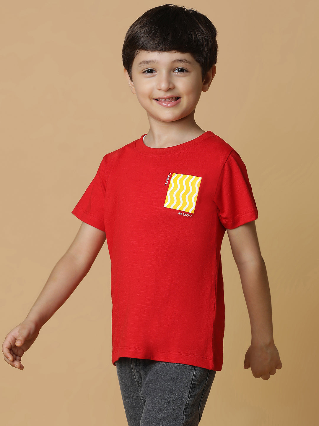 Boys Red Printed T-Shirt
